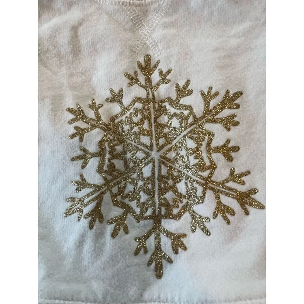 Oshkosh B'gosh White Long Sleeve Ruffle Hem Sweater w Glitter Snowflake 6 Months